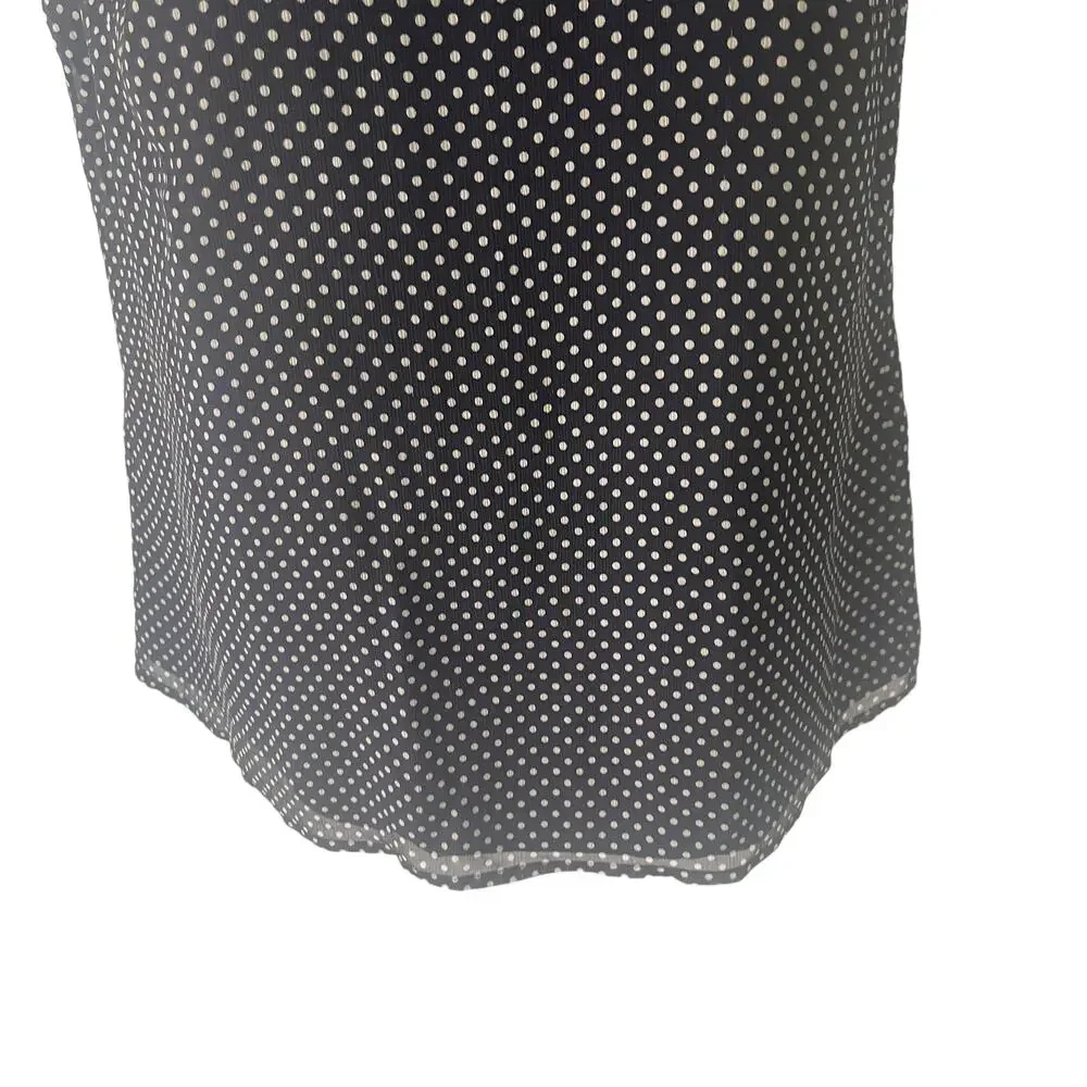 J.Crew Women's Size 2 XS Navy Blue Polka‎ Dot White 100% Silk Blouse